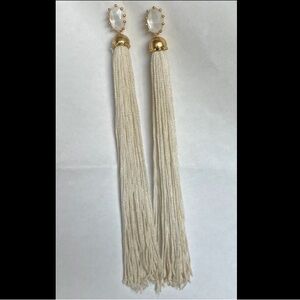 kate spade white tassel fringe earrings